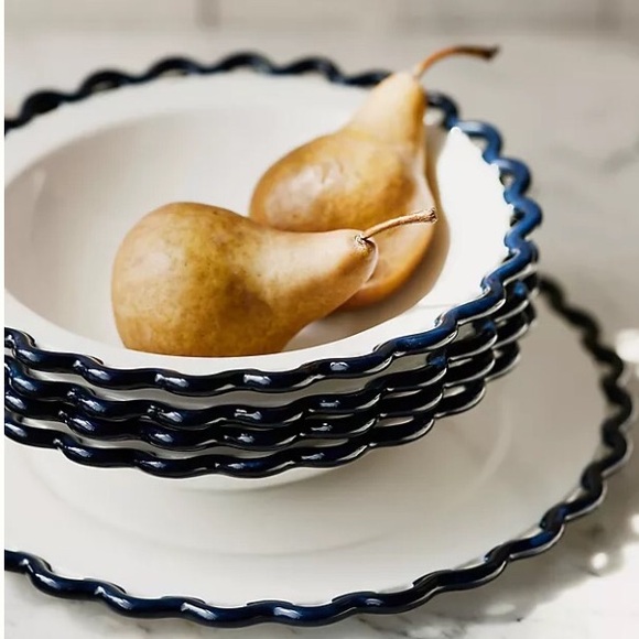 Anthropologie Bowls Handpainted Glazed Stoneware Set of Four New In Box NWT